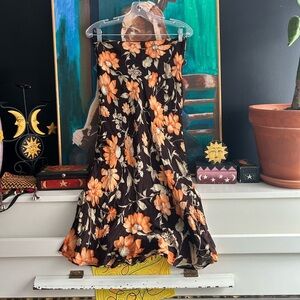 Jones New York 90s Y2K Floral Mini Dress - Black and Orange - Size 8